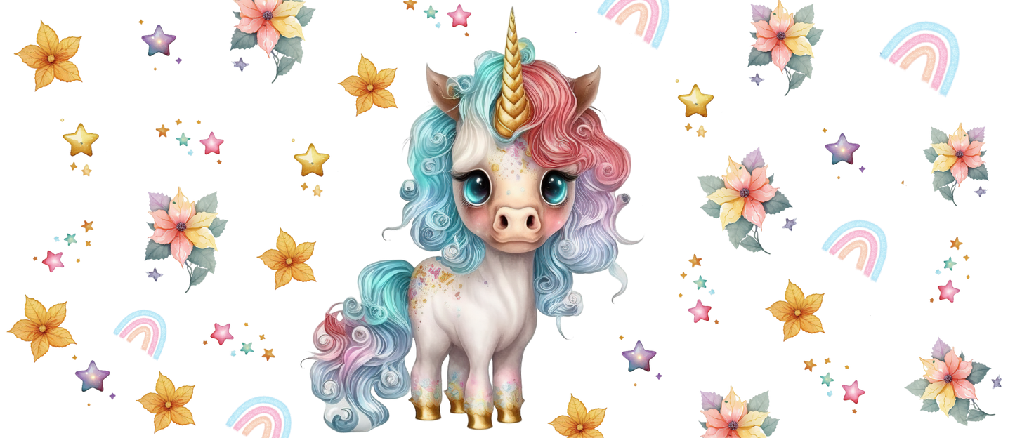 Frosted Glass Tumbler - Big Eyed Unicorn