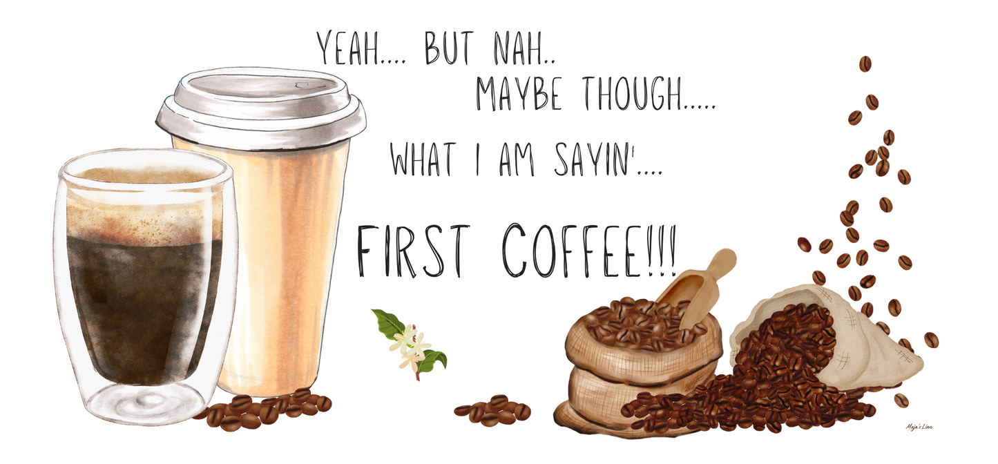 Frosted Glass Tumbler - First Coffee