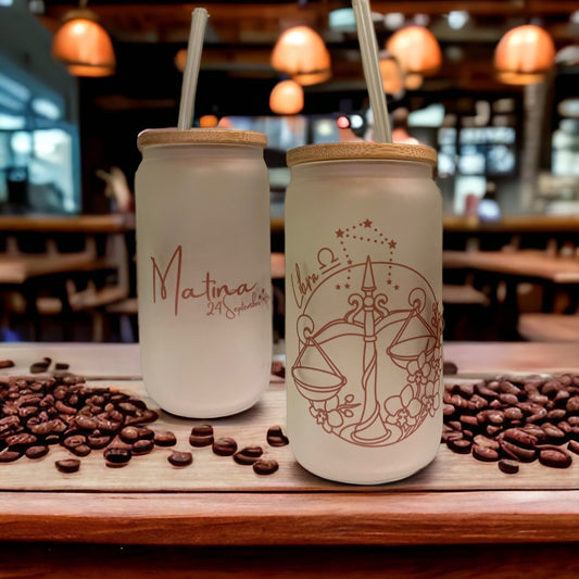 Personalised Frosted Glass Tumbler - Zodiac Signs