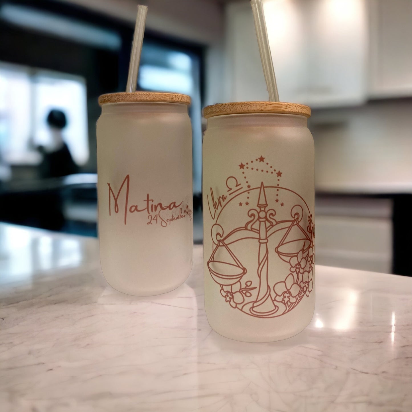 Personalised Frosted Glass Tumbler - Zodiac Signs
