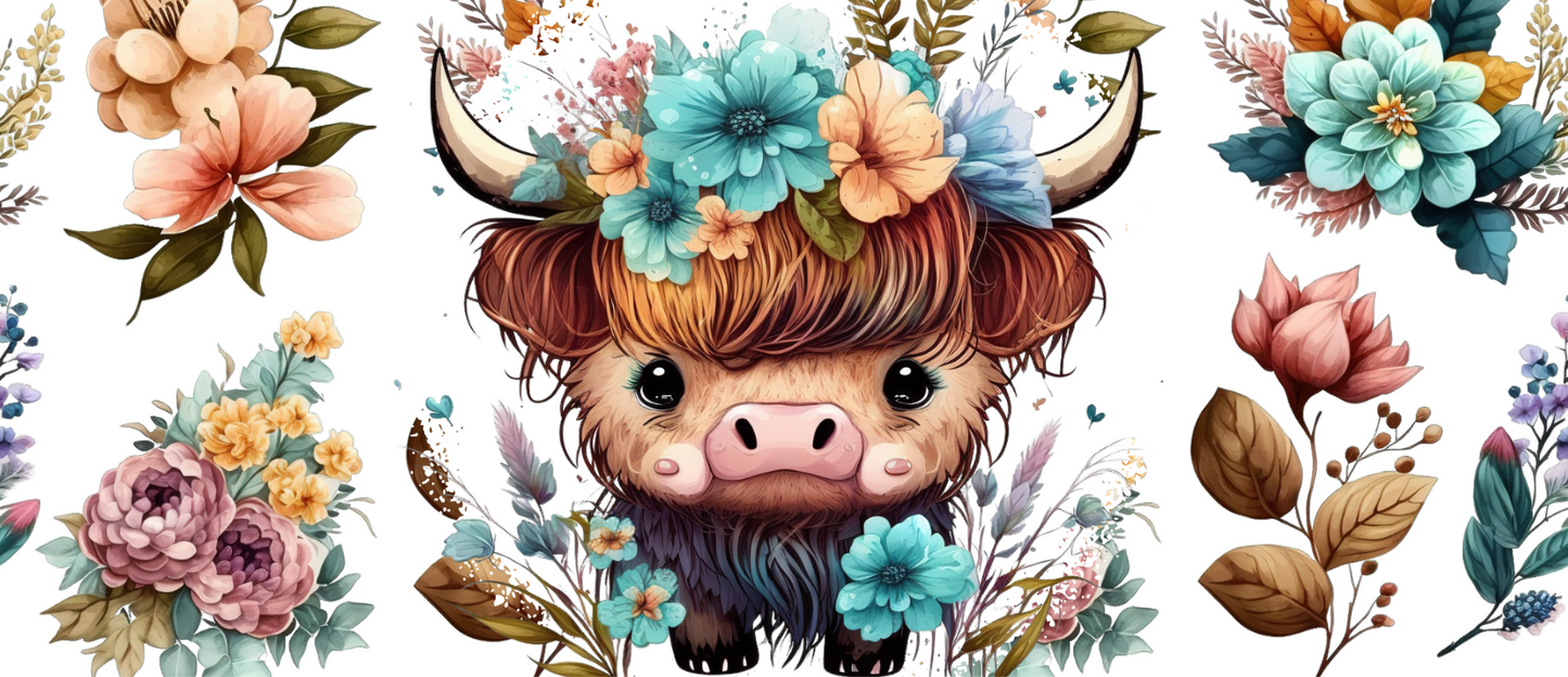 Frosted Glass Tumbler - Cute Highland Cow
