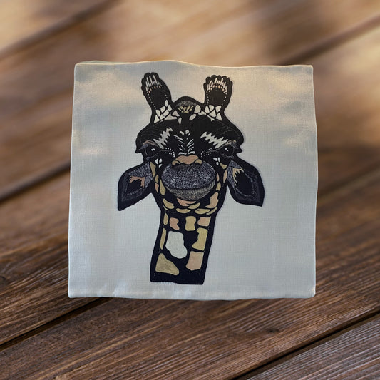 Cushion Cover - Curious Giraffe Black