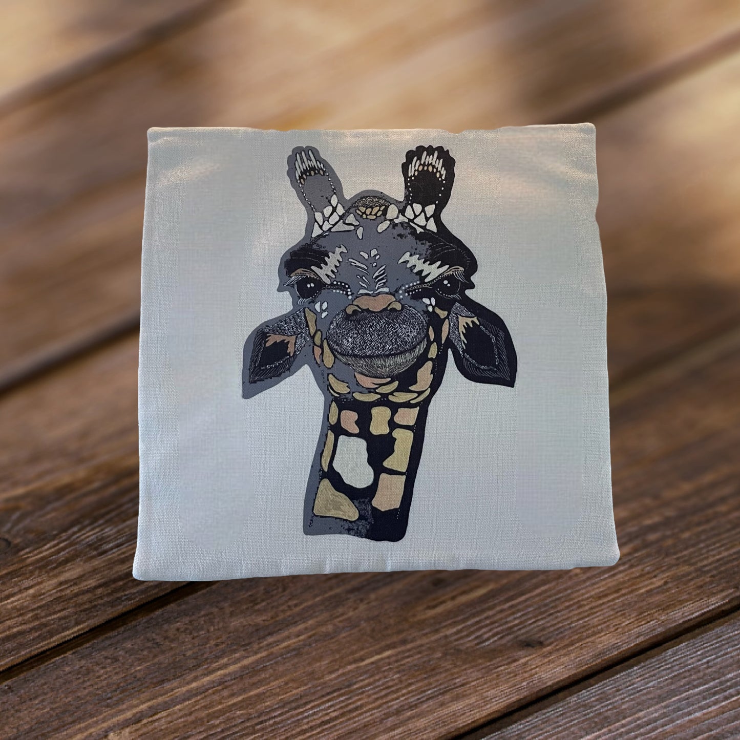 Cushion Cover - Curious Giraffe Grey