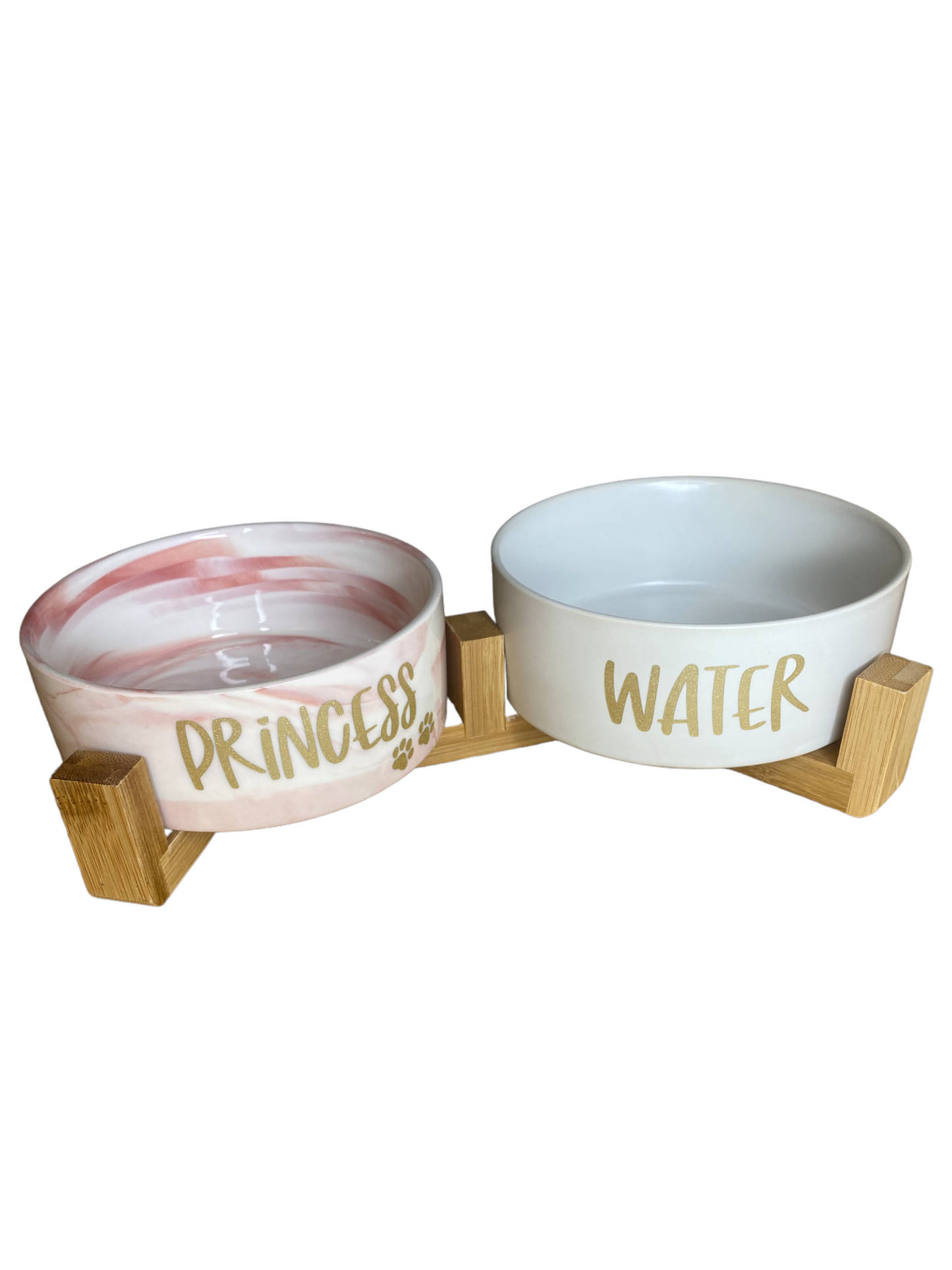 Dog Bowl - Pink and white Marble