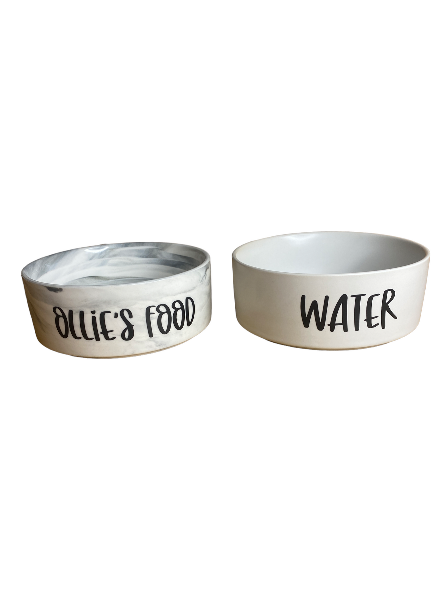 Dog food Bowl - Black and white Marble