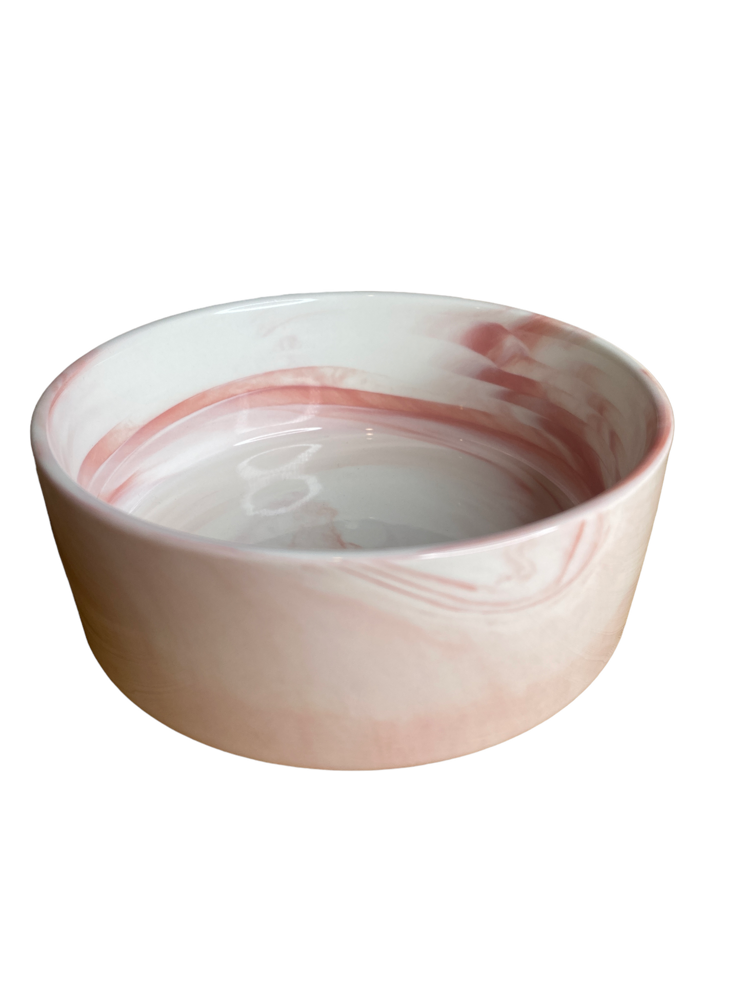 Dog Bowl - Pink and white Marble