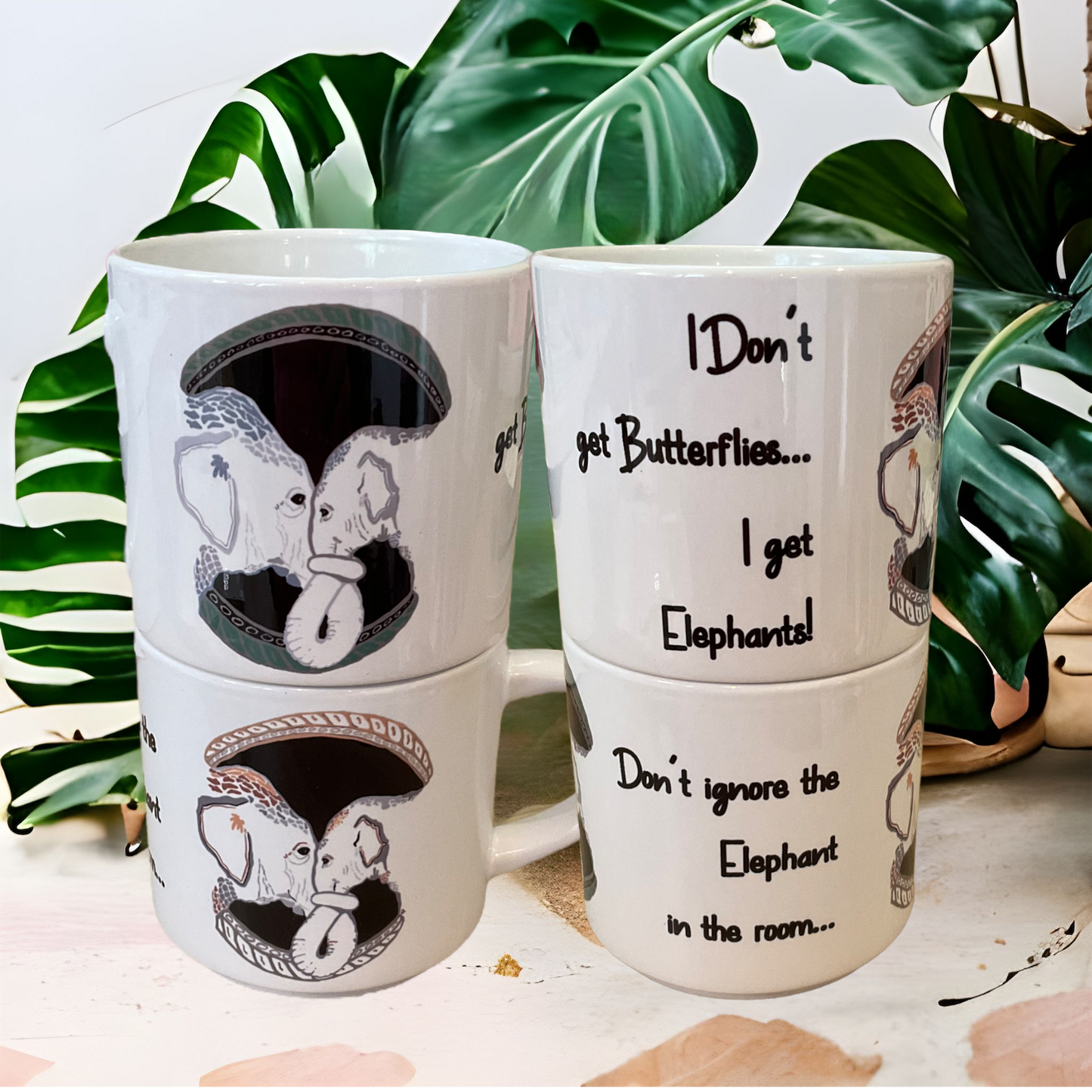 Elephant LOVE pair of Stackable Mugs (x2)