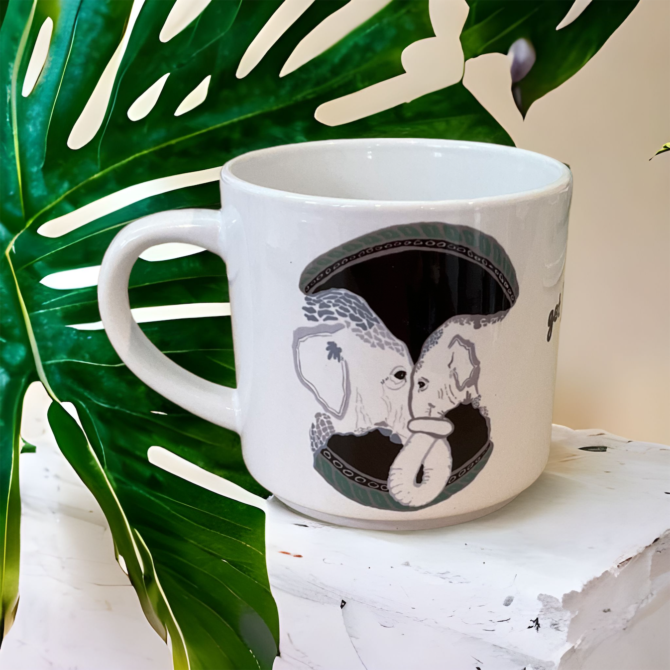Elephant LOVE pair of Stackable Mugs (x2)